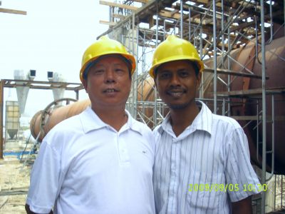 Our manager Hu at the site of Indonesia lignite drying line